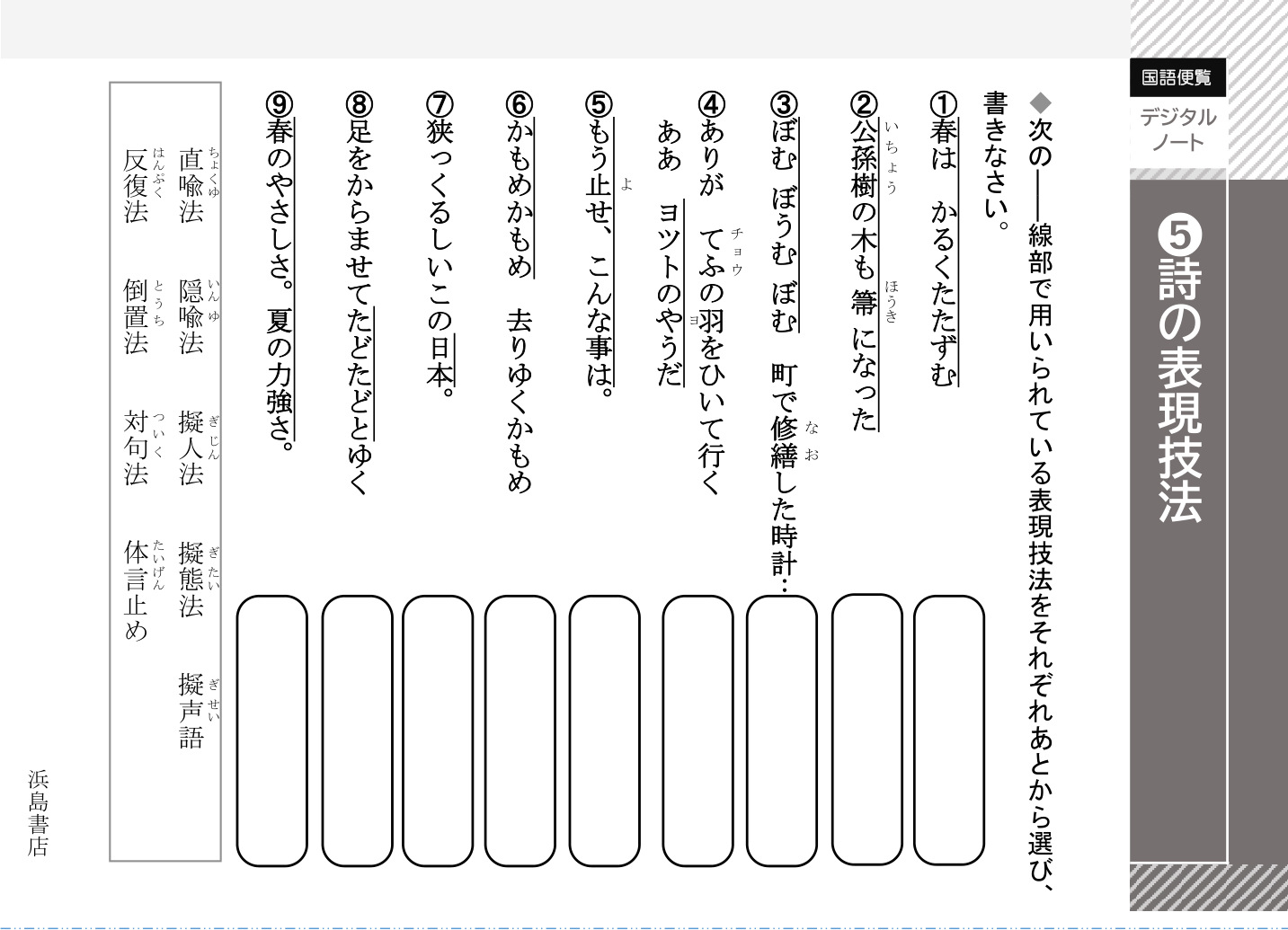 誌の表現技法① | 中学国語便覧デジタルノート | 浜島書店 誌の表現技法① | 中学国語便覧デジタルノート | 浜島書店